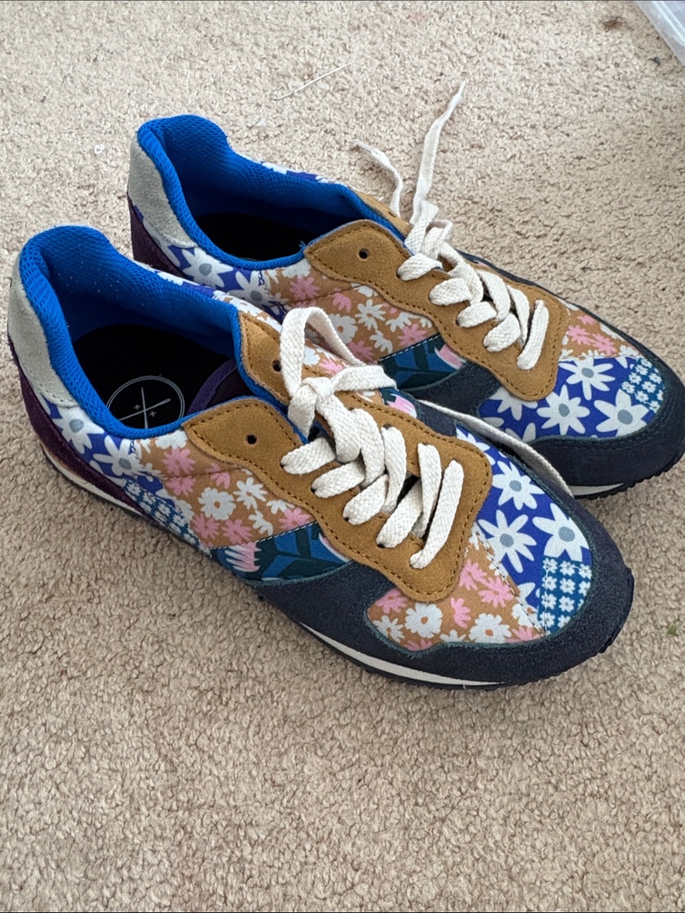 inkkas Floral Multicolor Sneakers with Blue and Tan Accents
